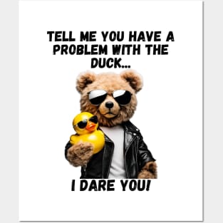 Badass Teddy Bear Sporting Rubber Ducky Posters and Art